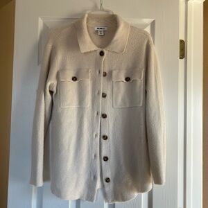 William Rast Cream Button-Front Knit Shacket